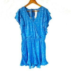 American Eagle Outfitters Blue Lightweight Ruffled Romper XL NWOT